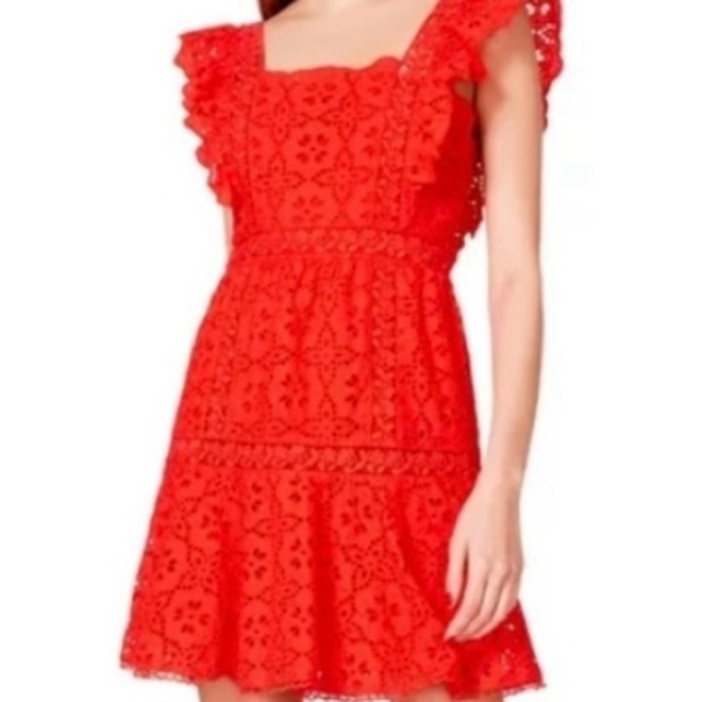 Betsey Johnson Red Eyelet Lace Mini Dress